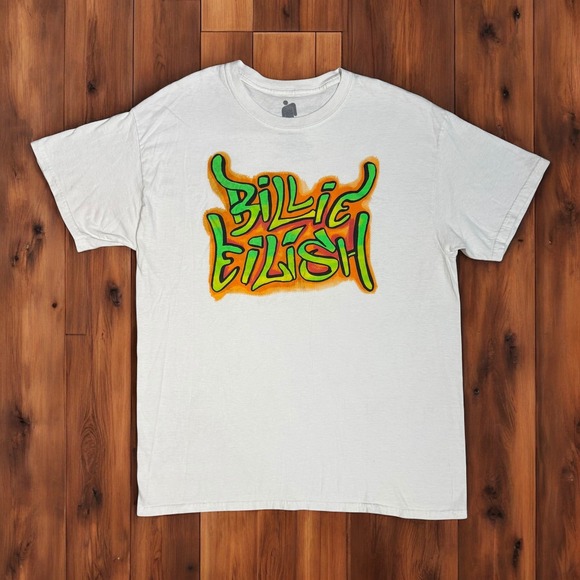 Billie Eilish Graffiti Graphic T-Shirt Unisex Large Neon Spell Out 2019 Merch - Picture 1 of 5